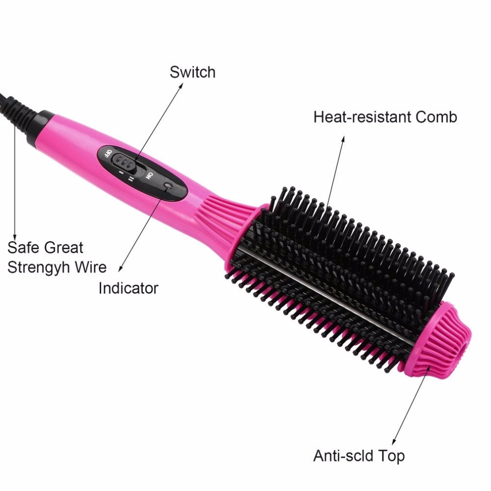 Multifunctional 2 in1 Electric Straightener Curler Hair Comb Anti-scald Curling Irons Hair Curler Comb Hare Care Styling Tools - ebowsos