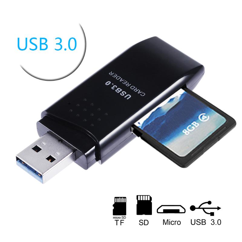Multifunctional Card Reader for Laptop 2 in 1 Card Reader for SD TF Micro SD Card Desktop Notebook PC Portable Mini USB3.0 Port - ebowsos