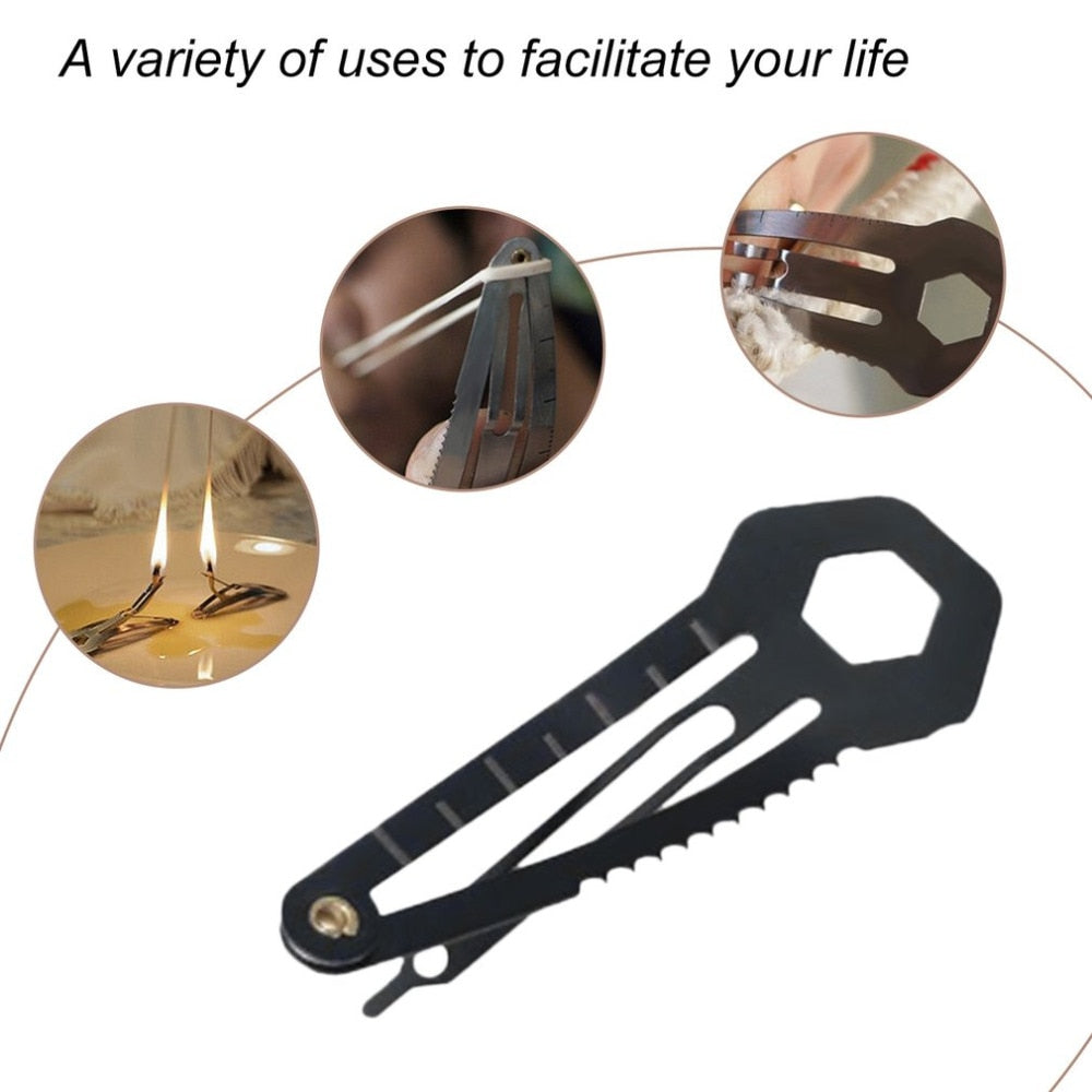 Multifunctional Magic Camping Tools  Hair Clip Stainless Steel Kit Gear Screwdriver Hairpin Ruler Cutter Outdoor Utility Tool - ebowsos