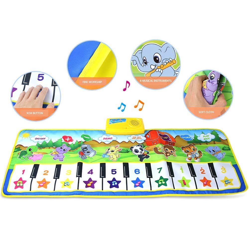 Musical Instrument Toy Baby Kids Touch Play Keyboard Music Singing Mats Baby Piano Piano Mat Musical Touch Carpet-ebowsos