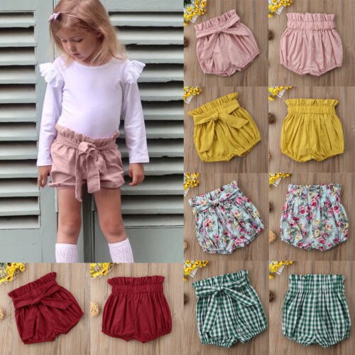NEW Baby Girls Toddler Kids Pants Bloomers Shorts Bow Trousers Bottoms - ebowsos
