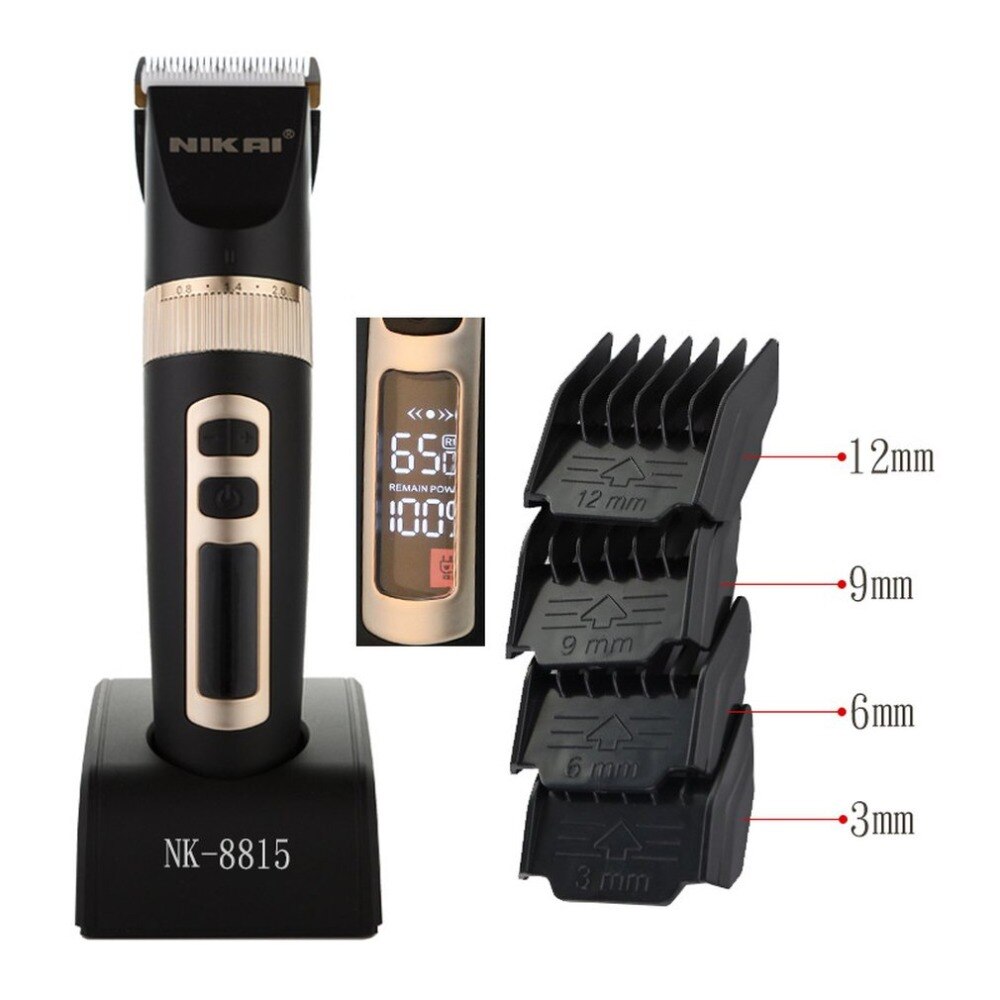 NK-8815 Electric Hair Clipper Rechargeable LCD Display Adjustable Speed Hair Cutter Trimmer Universal Barber Haircut Tool - ebowsos