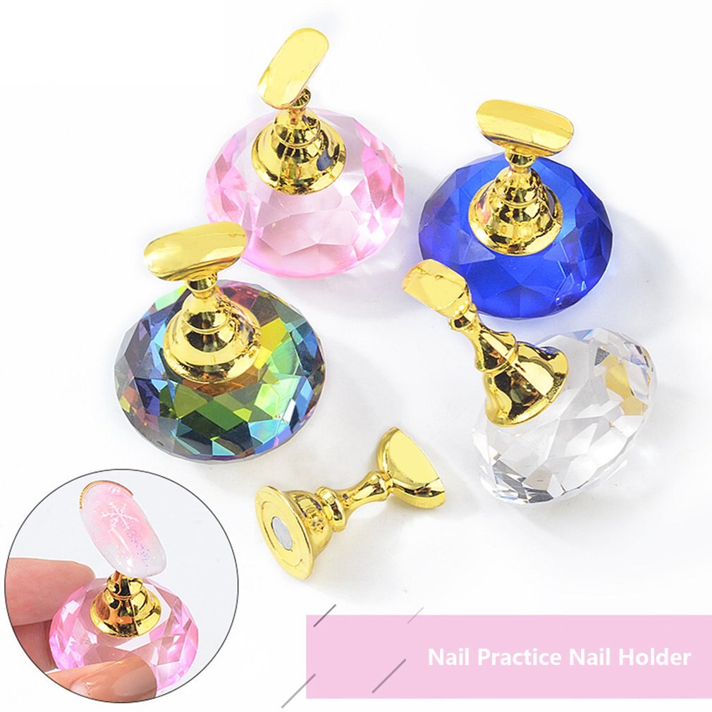 Nail Art Practice Piece Support Japanese Magic Color Crystal Gem Nail Holder High-Grade Lotus Seat Base With Magnetic - ebowsos