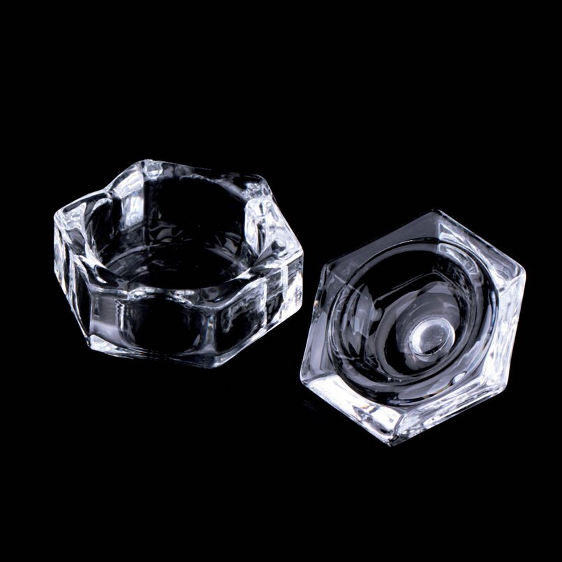 Nail Crystal Cup Glass Dappen Dish Cup Nail Art Acrylic Liquid Powderstyling Tool nail dust collector Clear - ebowsos