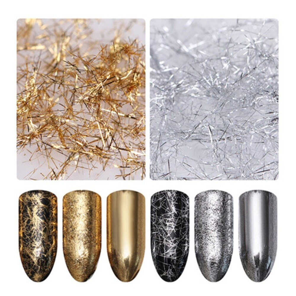 Nail Diy Flakes Sequins Magic Mirror Powder Gold Silver Art Glitters Aluminum Holographic Nail Beauty Makeup - ebowsos