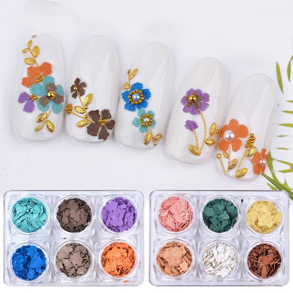 Nail Jewelry Blc Mineral Color Film Flower Ceramic Irregular - ebowsos