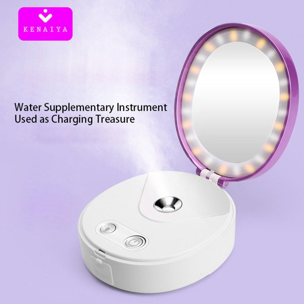 Nano Spray Water Meter Steam Face Cold Spray Portable Mirror Beauty Instrument Beauty Light Face Humidifier - ebowsos