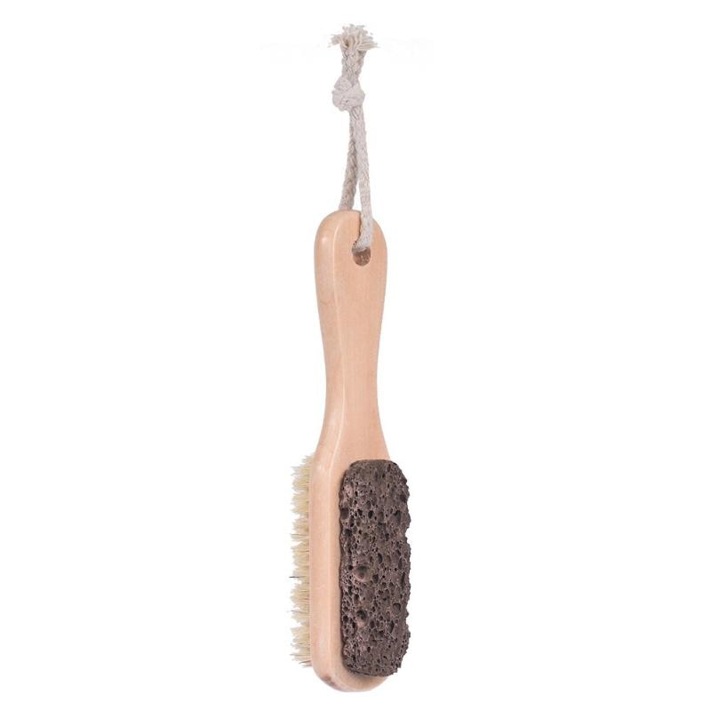 Natural Bristle Body Brush Wooden Bath Scrubber Lightweight and Delicate Durable Feet Scrubs Exfoliating Massager 18x4x4cm - ebowsos