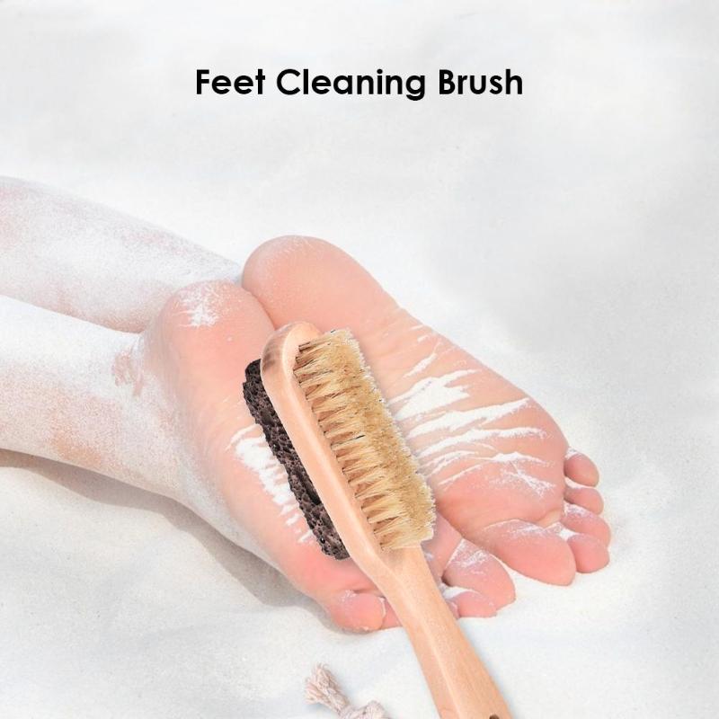 Natural Bristle Body Brush Wooden Bath Scrubber Lightweight and Delicate Durable Feet Scrubs Exfoliating Massager 18x4x4cm - ebowsos