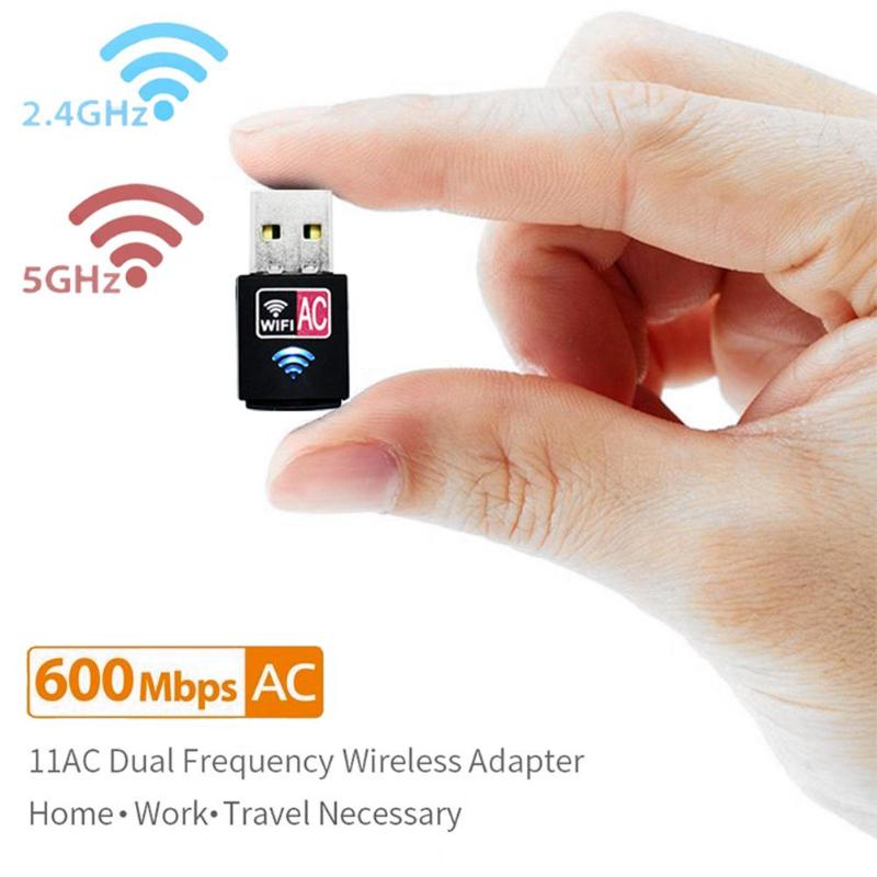 Networking 600Mbps Wireless Mini USB Adapter Network Card Wifi Receiver 2.4/5.8G Dual Band for Windows XP/Vista/7/8/10/Mac OS - ebowsos