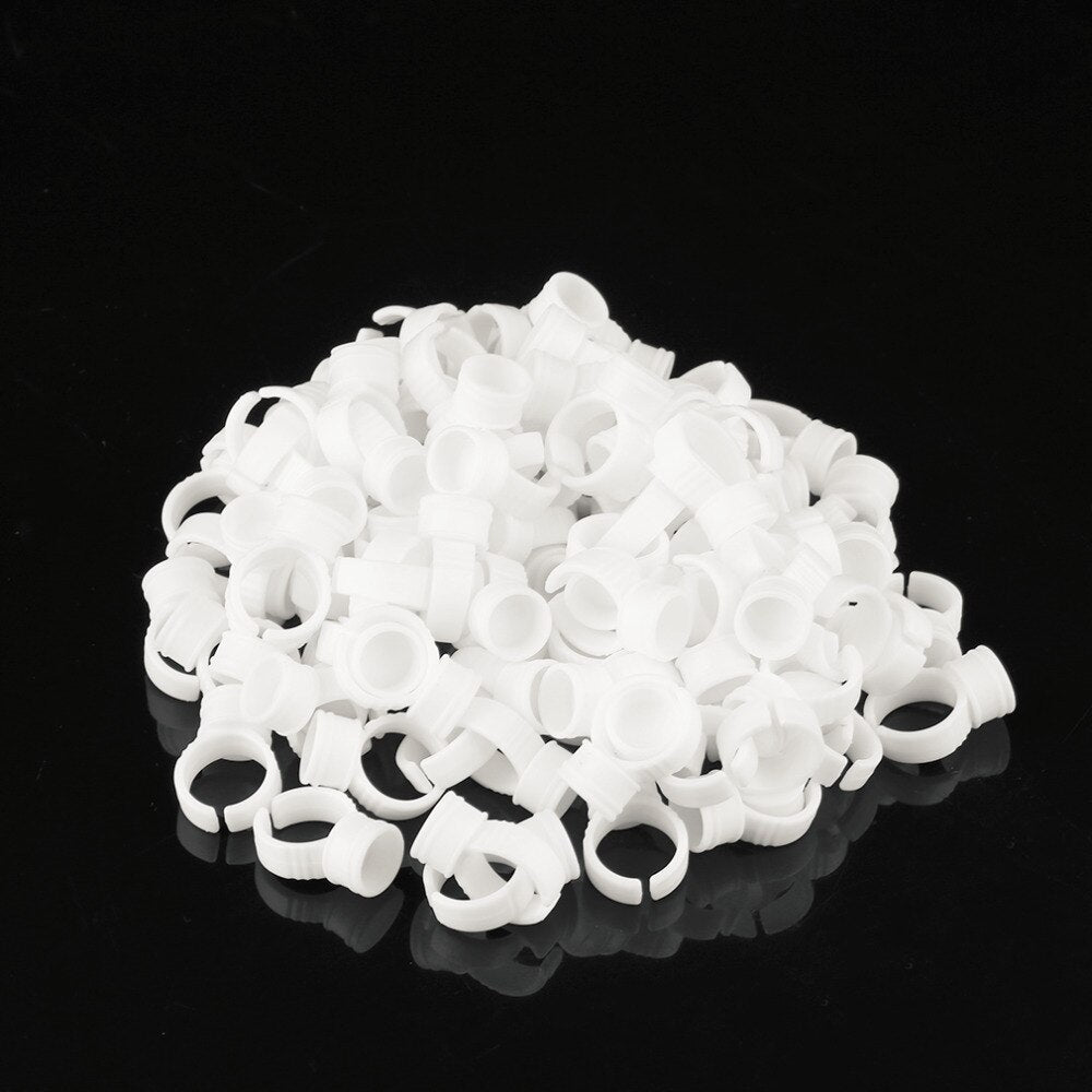 New 100pcs/lot Wholesale Plastic White Tattoo Ink Ring For Eyebrow Permanent Makeup L Size Tattoo Ink Holders Tattoo Supplies - ebowsos
