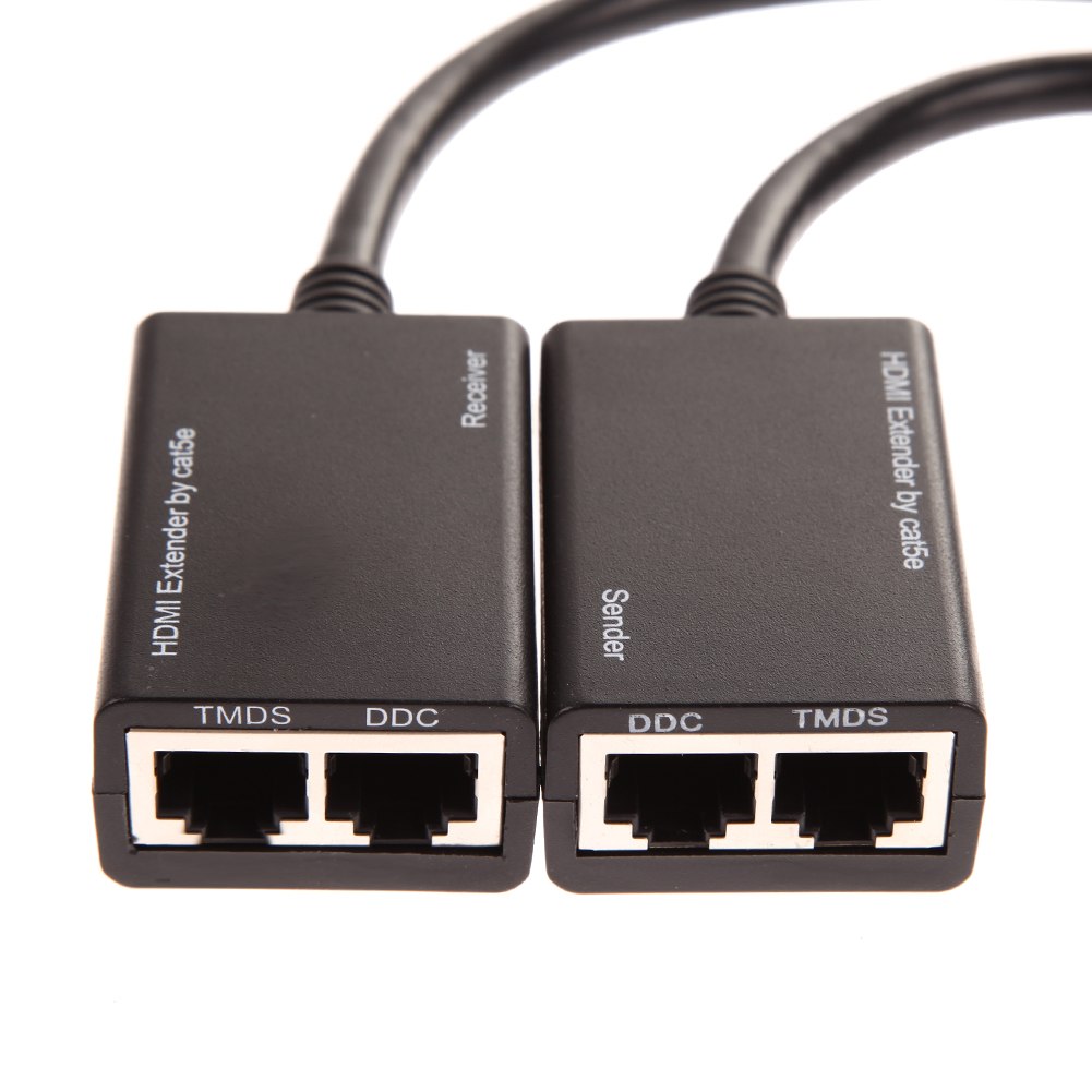 New 2017 2PCS/Set HDMI Over RJ45 CAT5e CAT6 Cable LAN Ethernet Balun Extender Repeater 1080p 3D 30M High Quality - ebowsos