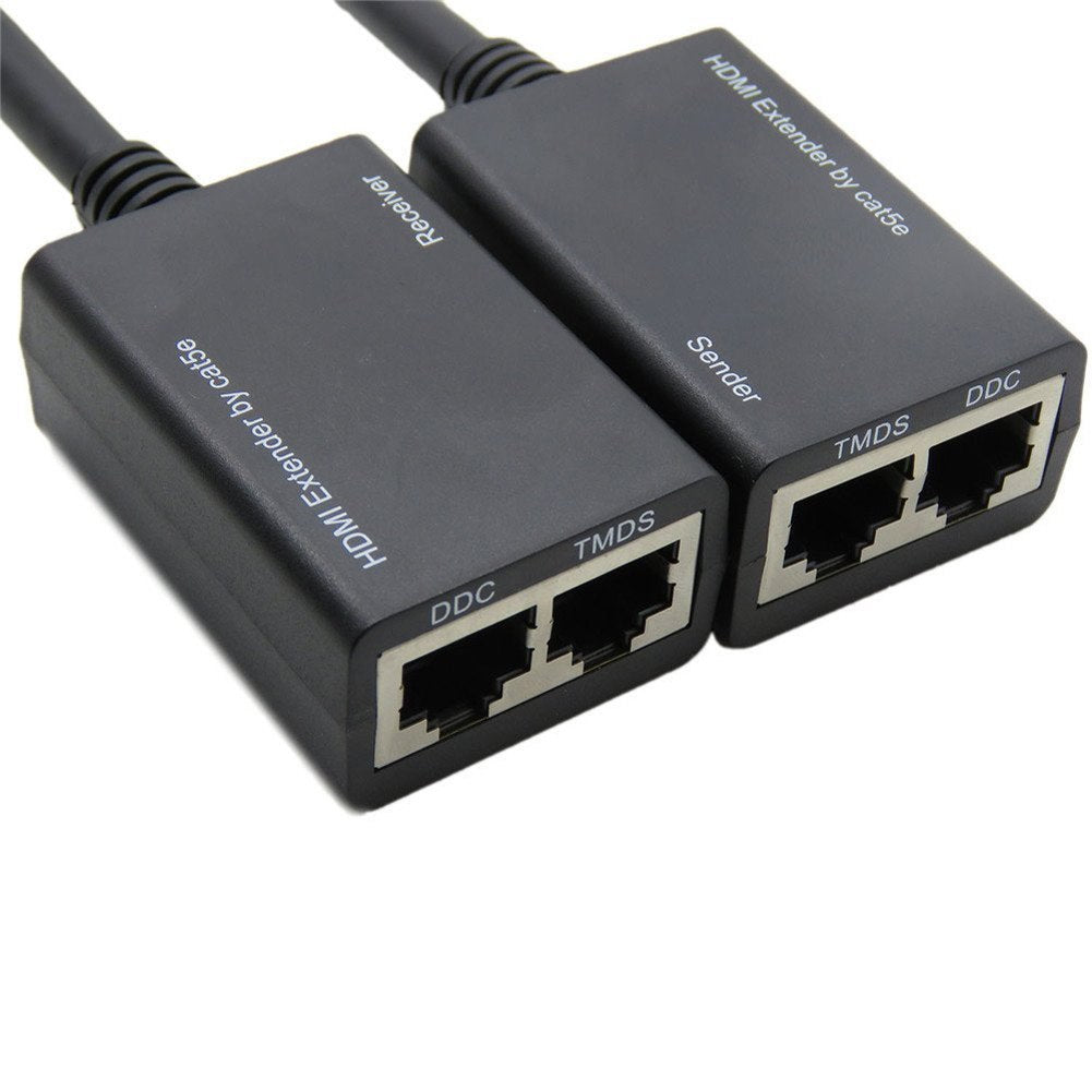 New 2017 2PCS/Set HDMI Over RJ45 CAT5e CAT6 Cable LAN Ethernet Balun Extender Repeater 1080p 3D 30M High Quality - ebowsos