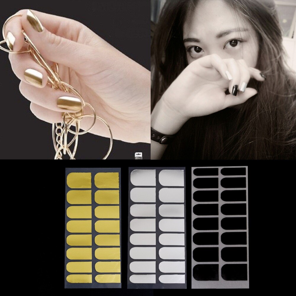 New 3Sheet nail salon makeup studio or home  Nail Stickers Foil Decor 3 Colors Metal Manicure Black Gold Silver - ebowsos
