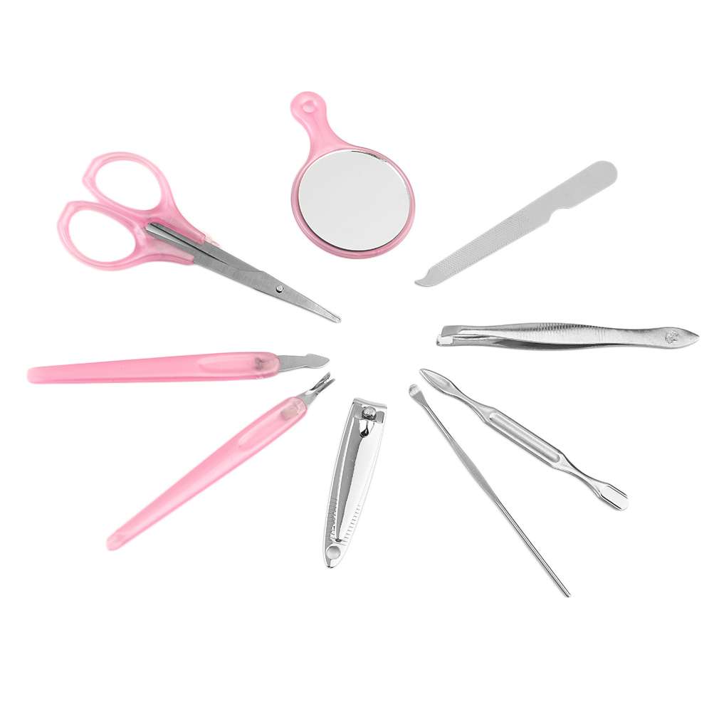 New 4 Colors Apples Shape 9pcs/set Stainless Steel Manicure Set Nail Scissors Cosmetic Makeup Tool For Travel Nail Care Product - ebowsos