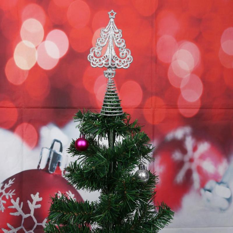 New 5 Inch Christmas Tree Top Decor Hollow Xmas Tree Glitter Ornament Party - ebowsos