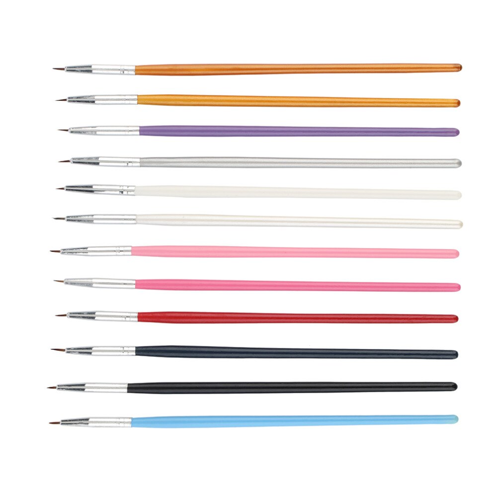 New Arrival 12Pcs Colourful Nail Art Painting Drawing Pen Polish Brush Kits DIY Pro Hot Selling Top Quality - ebowsos