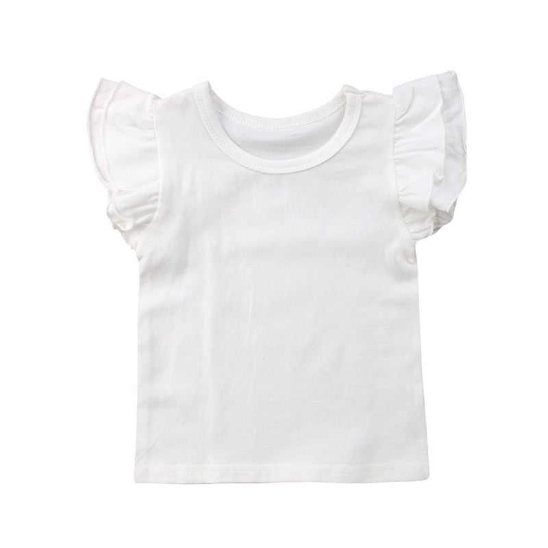 New Arrival Lovely Children Girls Summer T-shirt Tops Sleeveless Round Neck Toddler Baby Girls Cute Tops Clothes - ebowsos