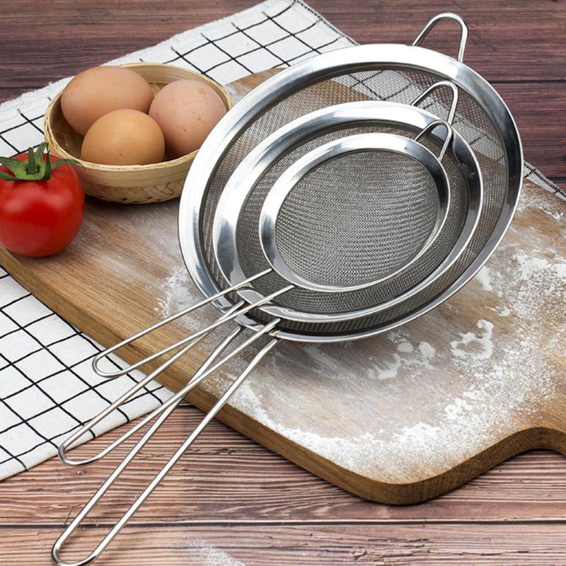 New Arrival Silver Color Stainless Steel Fine Mesh Wire Oil Skimmer Strainer Flour Colander Kitchen Cooking Spoon - ebowsos
