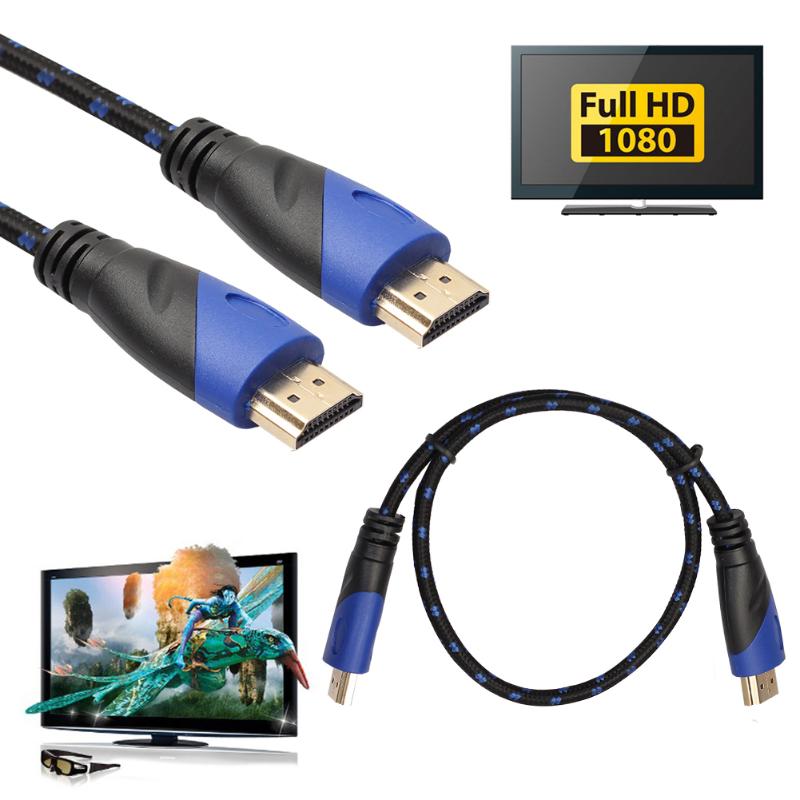 New Braided male to male HDMI Cable V1.4 AV HD 3D for Xbox HDTVs 1080P hdmi to hdmi cable 0.5m/1m/1.8m/3m/5m/10m/15m - ebowsos