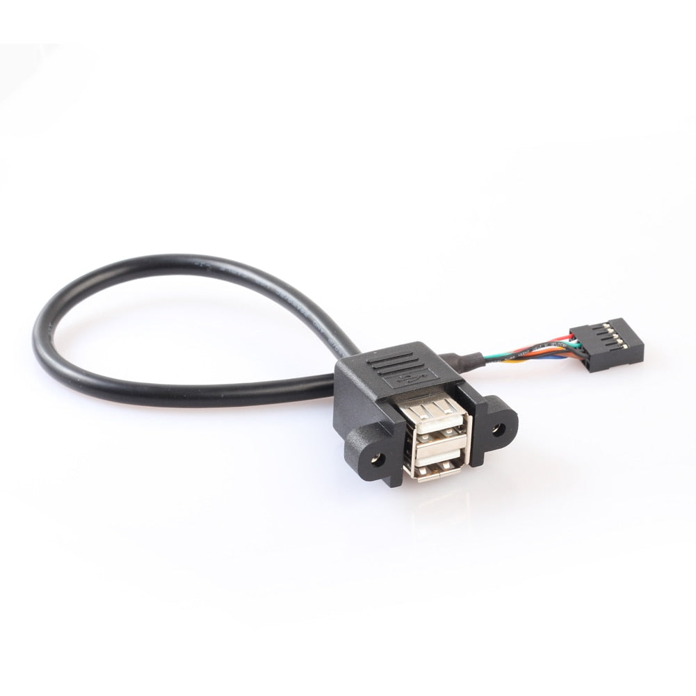 New Cable Adapter 30cm 9 Pin Motherboard Header to 2 Ports USB 2.0 Female Splitter Extension Cable Adapter for Computer PC - ebowsos