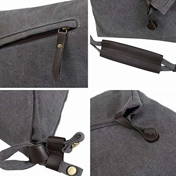 New Casual Vintage Hobo Canvas Cross Body Messenger Bags Large Capacity Weekend Travel Shoulder Bag(gray) - ebowsos