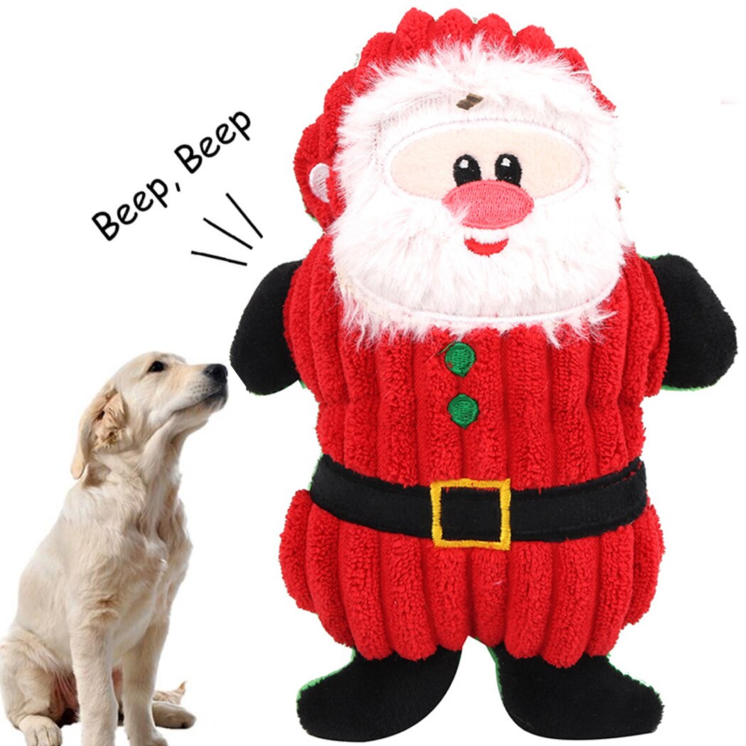 New Christmas Santa Claus Pet Dog Toys Chew Squeaker Pet Plush Toys For Dogs Cute Biting Rope Sound Toys-ebowsos