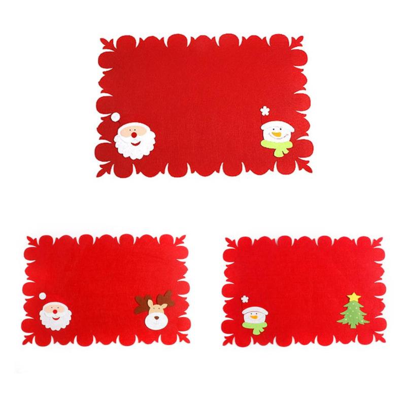 New Christmas Table Decor Non-Woven Placemats With Tableware Bag Table Mat - ebowsos