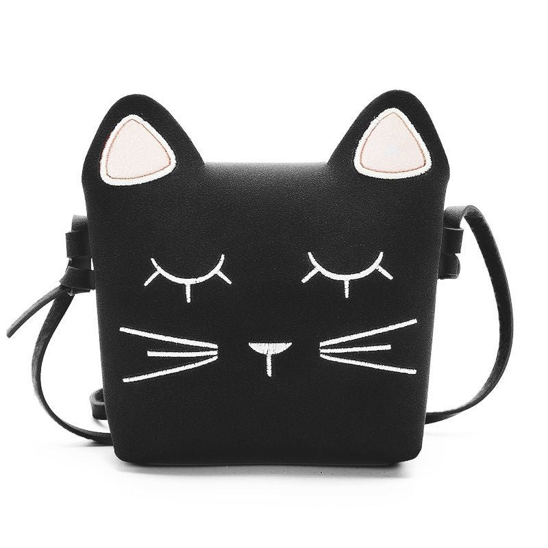 New Cute Cat Girls Purse handbag Children Kid Cross-body shoulder bag Christmas Gift, black - ebowsos