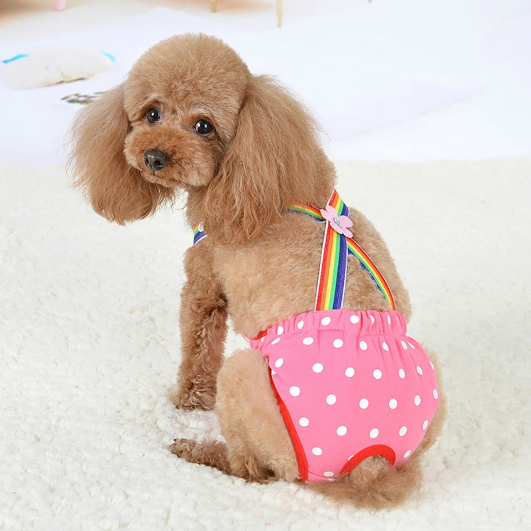 New Dog Diaper Pet Cute Straps Physiological Pants Reusable Lovely Pet Diaper Dog Sanitary Pantie With Suspender Pet Supplies-ebowsos
