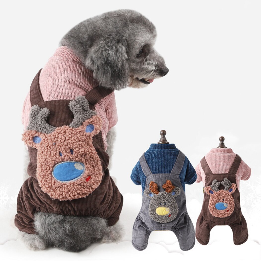 New Double-Layer Corduroy Pet Clothes Stylish Cartoon Thickened Pet Costume Clothes Dog Apparel For Winter-ebowsos