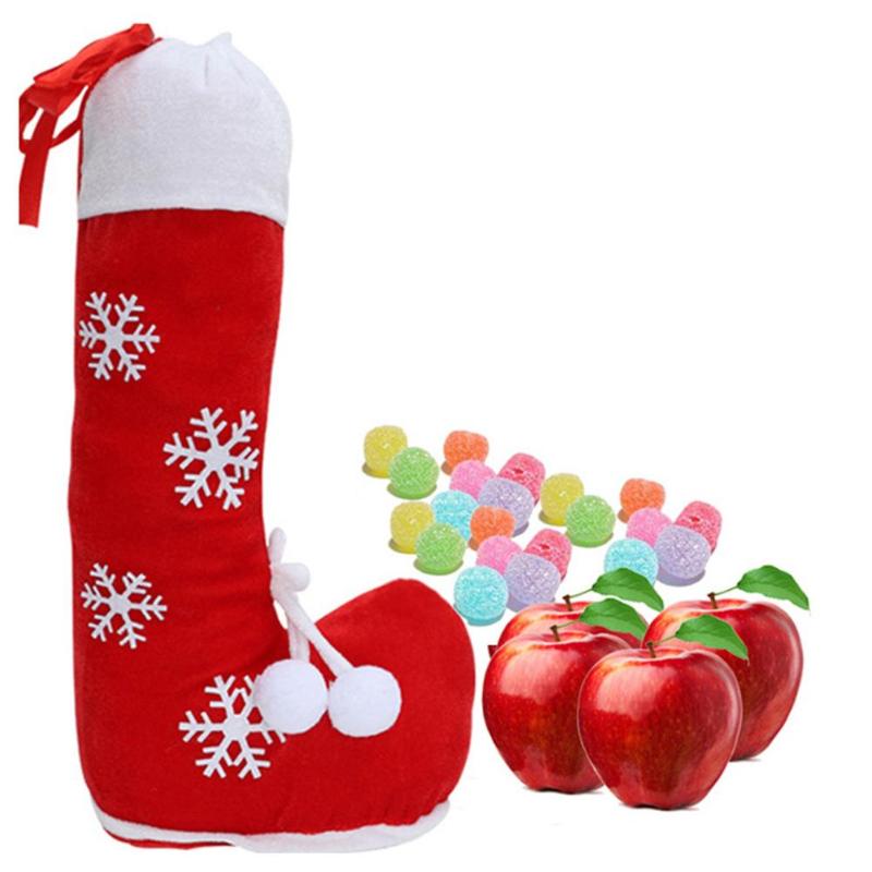 New Fashion Candy Stocking Healthy Velvet Cloth Christmas Snowflake Candy Bag Socks Gift Stocking for Party New Year Xmas Decor - ebowsos
