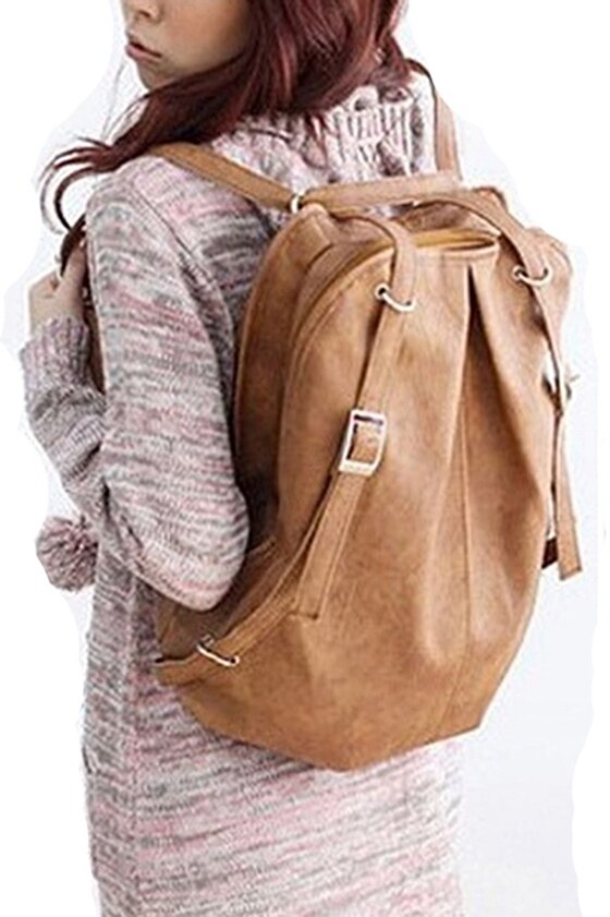 New Fashion Korean Style Girls' PU Leather Backpack School Bag Shoulder Bag - ebowsos