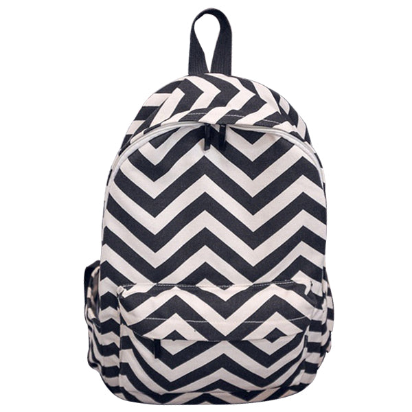 New Fashion Wave Striped Print Women's Backpacks Canvas Backpack for Gilrs Travel Double-Shoulder Students Rucksacks - ebowsos