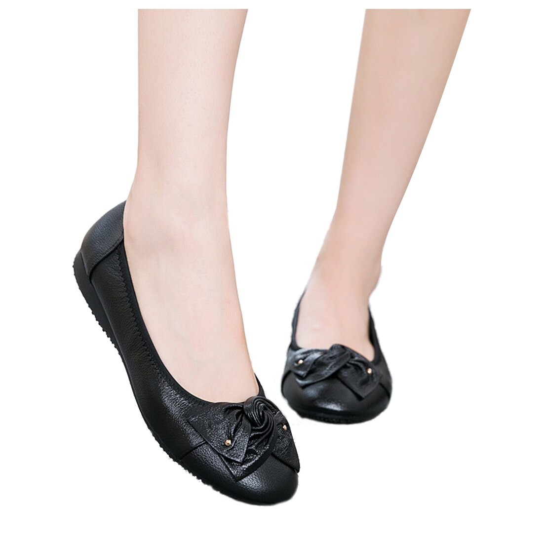 New Handmade genuine leather ballet women female casual shoes women flats shoes slip on car-styling driving loafer - ebowsos