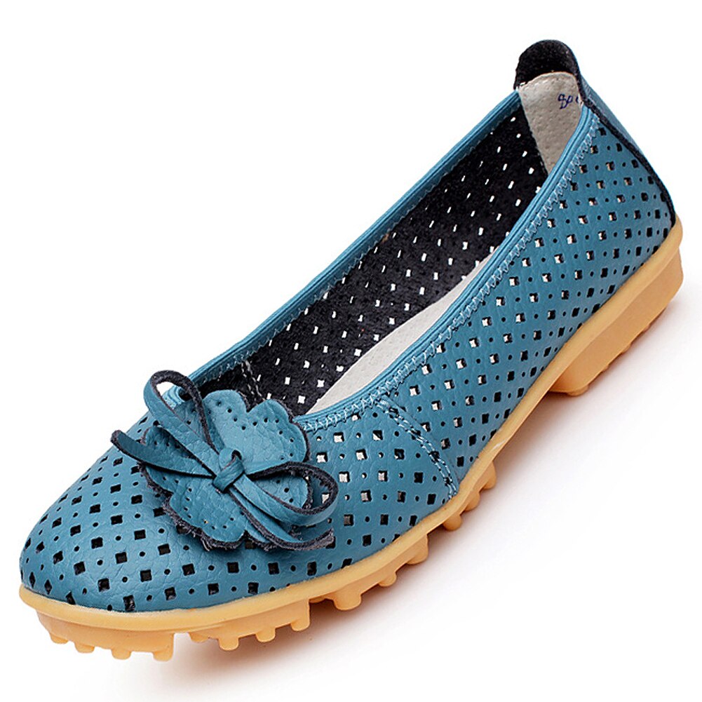 New High Quality Women genuine Leather Flats Shoes Cut Outs Women Flats Comfort Shoes Woman Moccasins - ebowsos