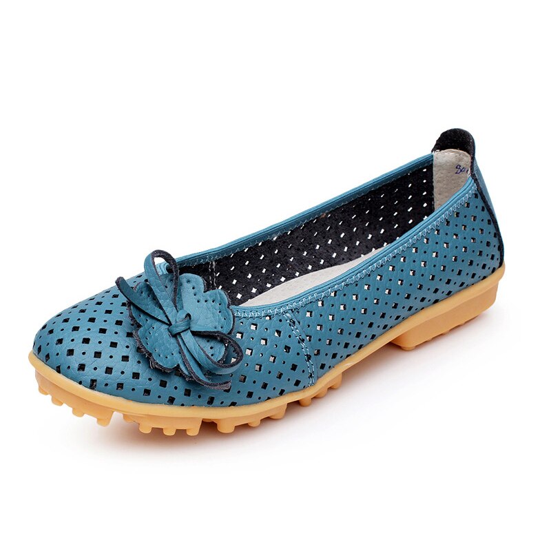 New High Quality Women genuine Leather Flats Shoes Cut Outs Women Flats Comfort Shoes Woman Moccasins - ebowsos