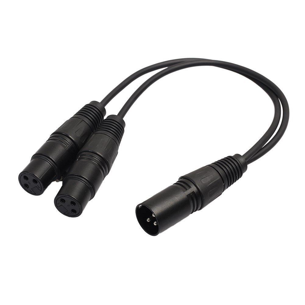 New High Quality XLR 3 Pin Male to 2 XLR Female Connector Microphone Extension Cable Cord Black - ebowsos