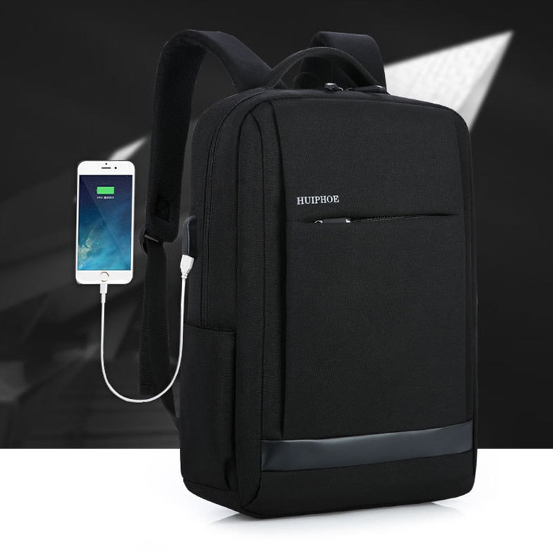New Huiphone 15.6 Inch Computer Backpack Student Leisure Travel Backpack USB Smart Charge Business Waterproof Breathable Weara - ebowsos