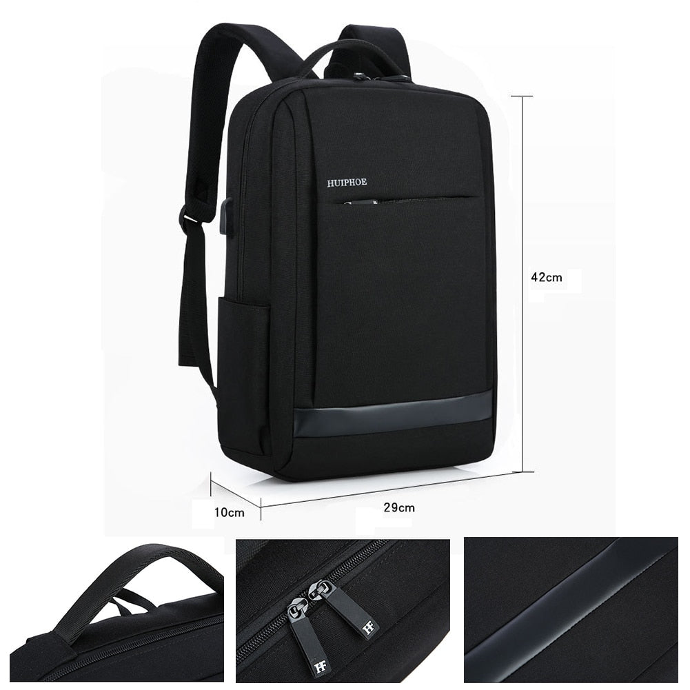 New Huiphone 15.6 Inch Computer Backpack Student Leisure Travel Backpack USB Smart Charge Business Waterproof Breathable Weara - ebowsos