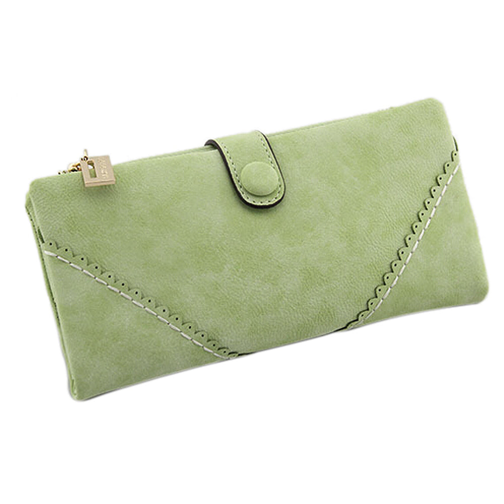 New Long Women Wallet Messenger bags Handbag Retro Dull Polish Purse Multifunctional-candy green - ebowsos