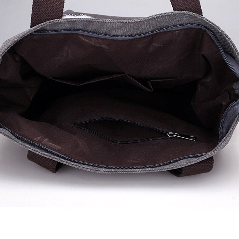 New Lovely Canvas Cat Tote Bag Casual Handbag Shopping Bag Shoulder Bags Large Totes(gray) - ebowsos