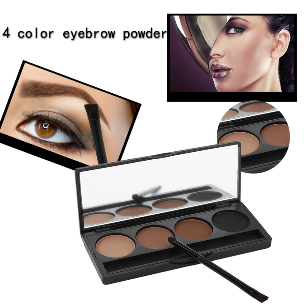 New Makeup 2017, 4 Colors Eyebrow Powder Palette With Brush Mirror Beauty Eyes Tools Eye brow Enhancer Set Make Up Kit - ebowsos