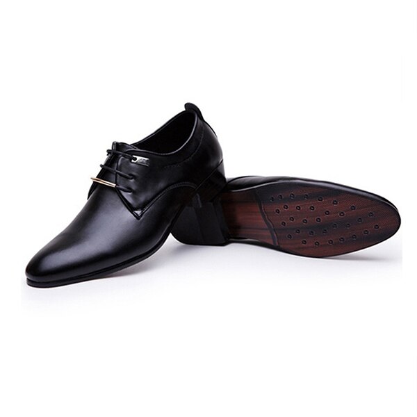 New Men Leather Shoes Male Laceup Pointed Toe WaterProof Fashion Soft Summer Breathable Wedding Business Flats - ebowsos