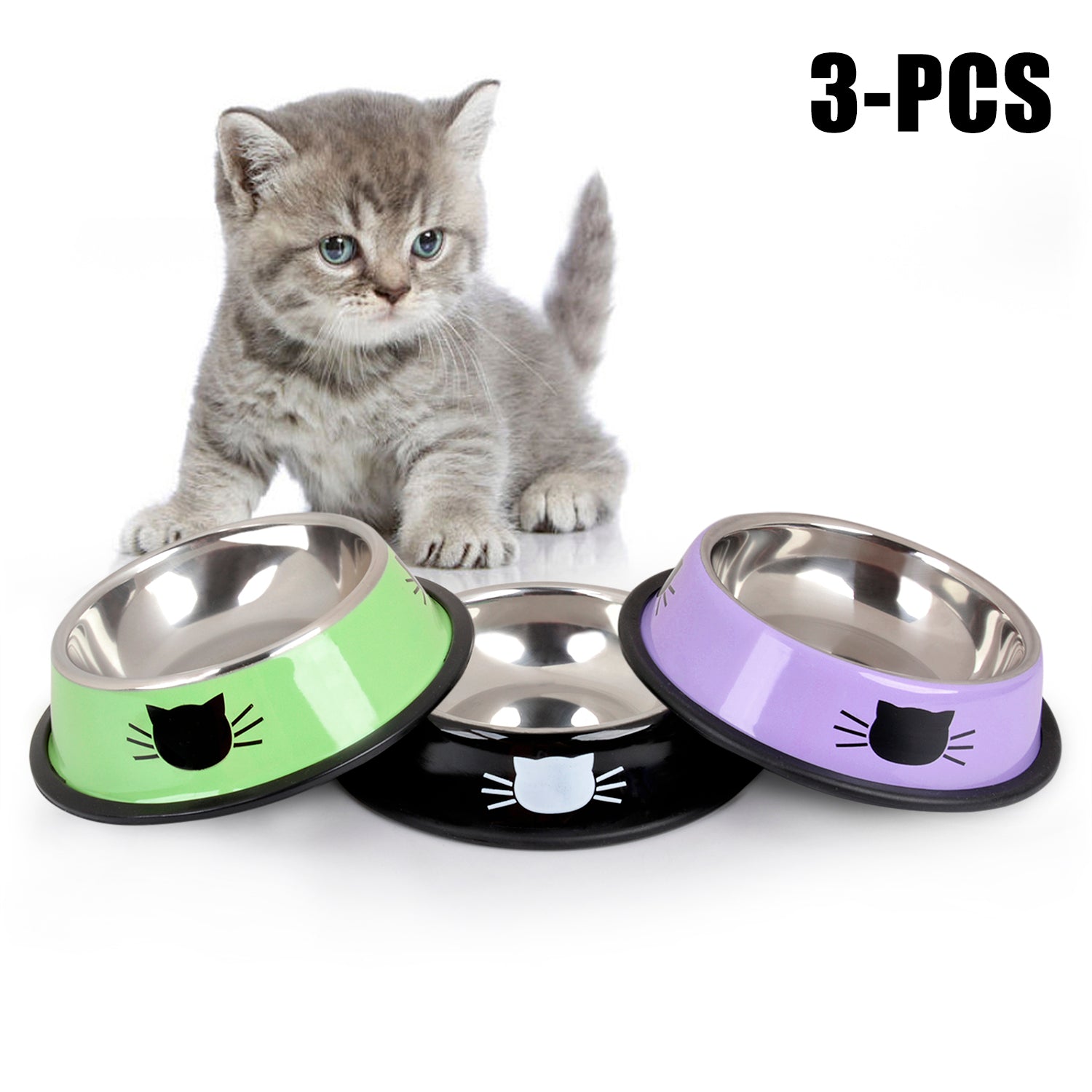 New Pet Product For Dog Cat Bowl Stainless Steel Anti-Skid Pet Dog Cat Food Water Bowl Pet Feeding Bowls Tool Pet Feed Supplies-ebowsos