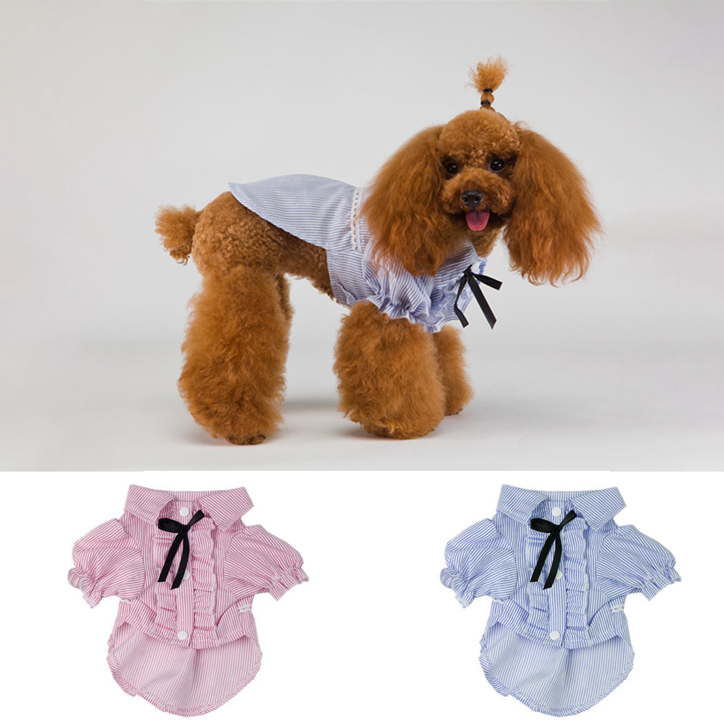 New Pure Cotton Dog Clothes Fashion Stripe Pattern Dog T-Shirt Top Pet Shirt Dog Jacket Coat For Spring And Summer Dropshipping-ebowsos