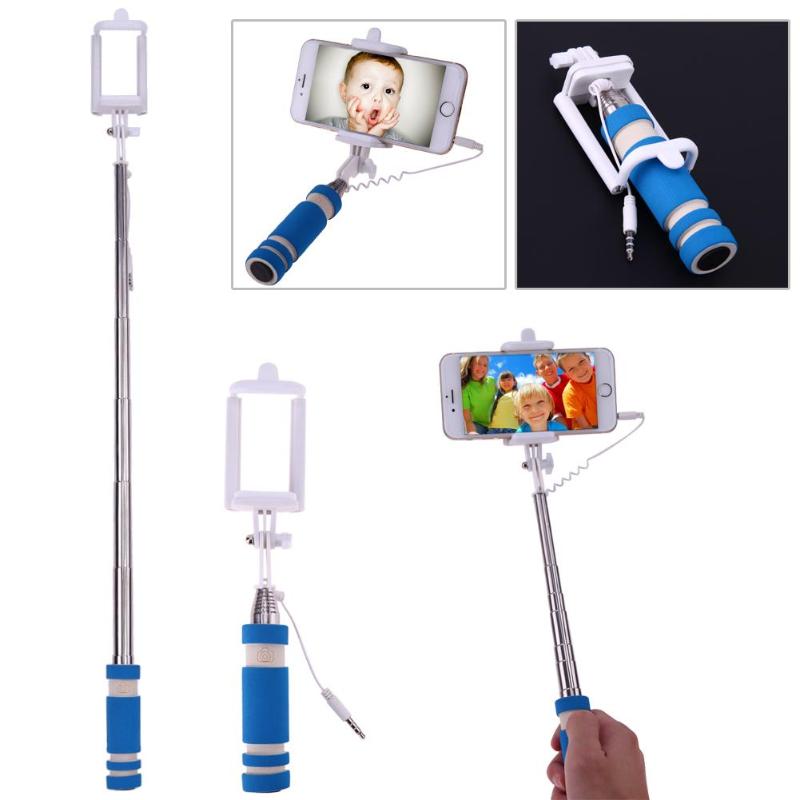 New Selfie Stick Monopod Shutter Holder Extendable Handheld Wired Selfie Stick Shutter for IOS Android Mobile Phone - ebowsos