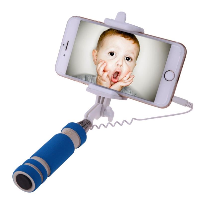 New Selfie Stick Monopod Shutter Holder Extendable Handheld Wired Selfie Stick Shutter for IOS Android Mobile Phone - ebowsos