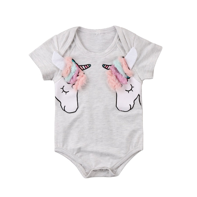 New Style  Cute Newborn Baby Girl Unicorn Jumpsuit Bodysuit Summer Children Clothing Outfits Clothes Summer - ebowsos