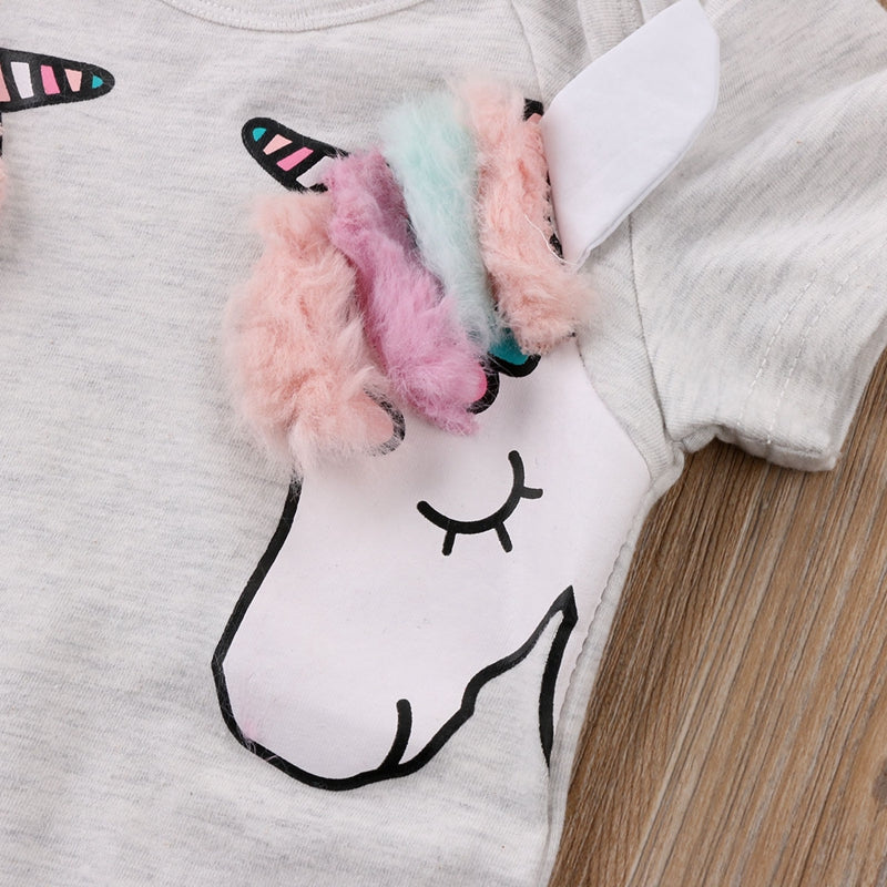 New Style  Cute Newborn Baby Girl Unicorn Jumpsuit Bodysuit Summer Children Clothing Outfits Clothes Summer - ebowsos